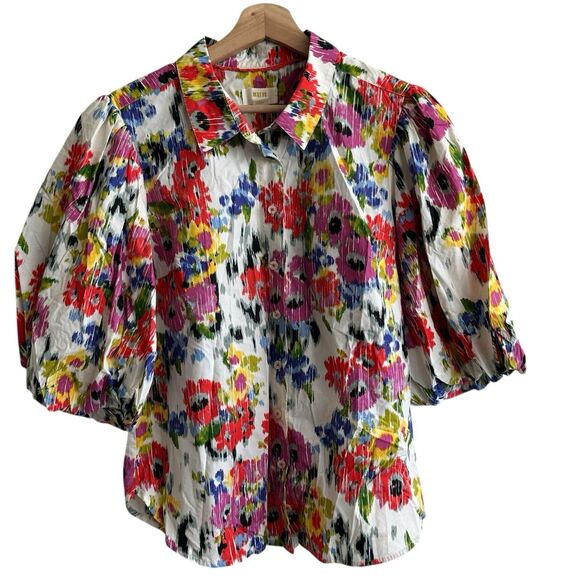 Anthropologie Maeve Rachel Floral Puff Sleeve Button Down  PL - Picture 2 of 9